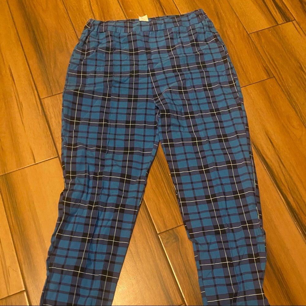 Blue and black woman pants